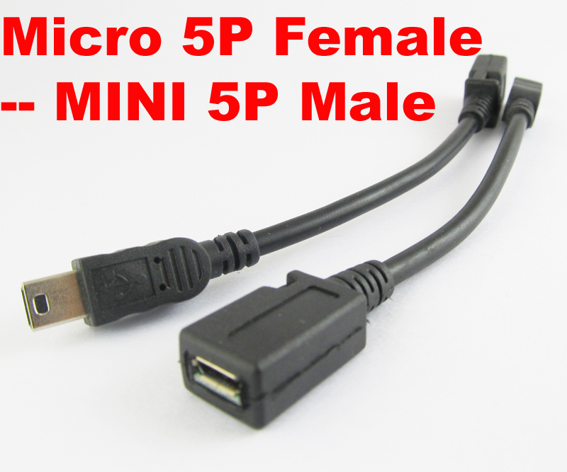 1pc Mini 5pin USB Male Plug to Micro 5pin Female Cable USB Adapter Cable