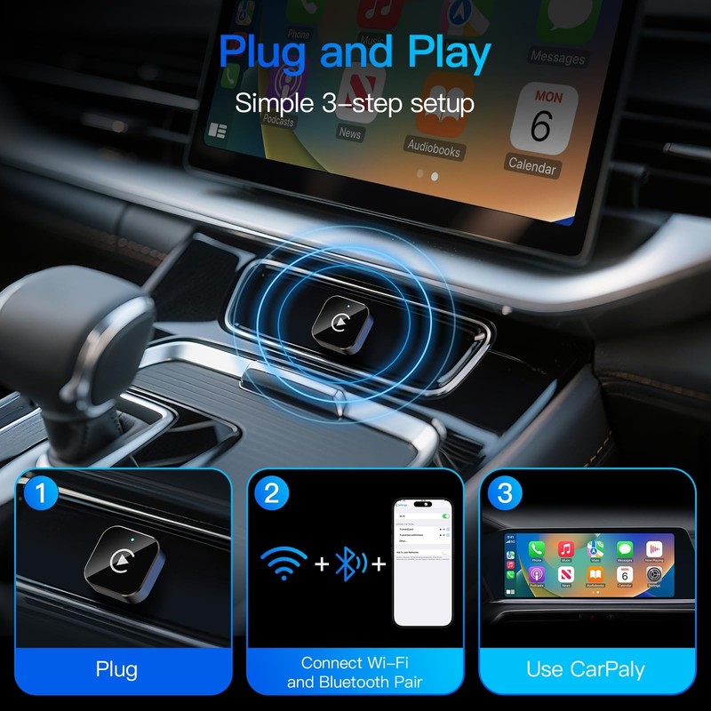 2-in-1 Wireless CarPlay & Android Adapter | Plug & Play, No Latency, Fits 1000+ gallery