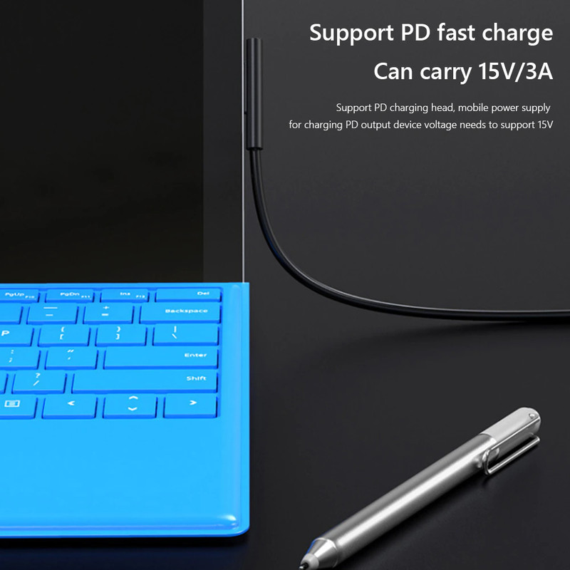 2 PACK Surface Pro 4 5 6 Book Laptop 5' Charging Cable USB-C PD 45W 15V 3A USB C gallery