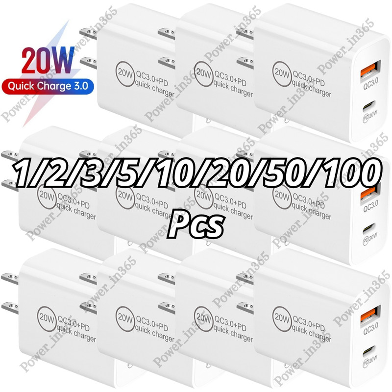 Bulk Lot 20W PD Fast Charger USB C Power Adapter Cube For iPhone 14 13 12 X iPad