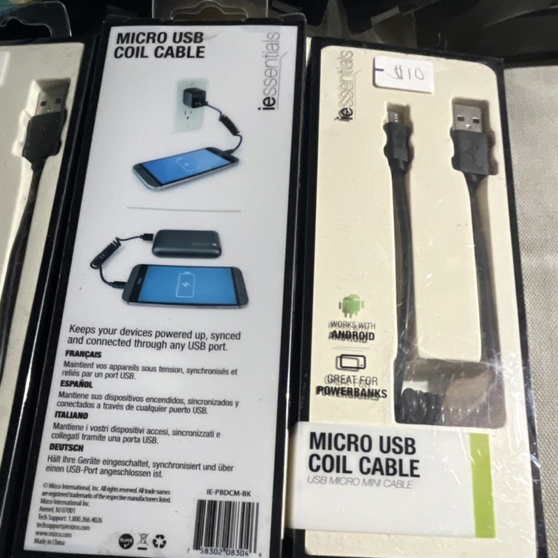 ie essentials Micro USB Coil Cable 1 ft Black for Android Powerbanks gallery