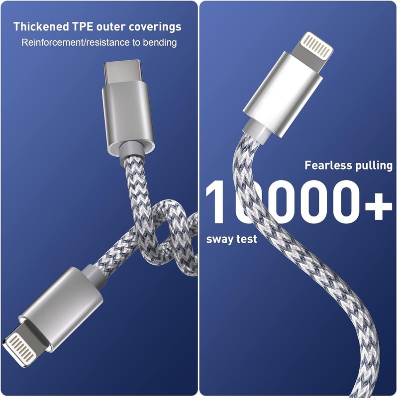USB C to Light ning Cable 3Pack 6 FT Apple MFi Certified iPhone Fast Charger Typ gallery