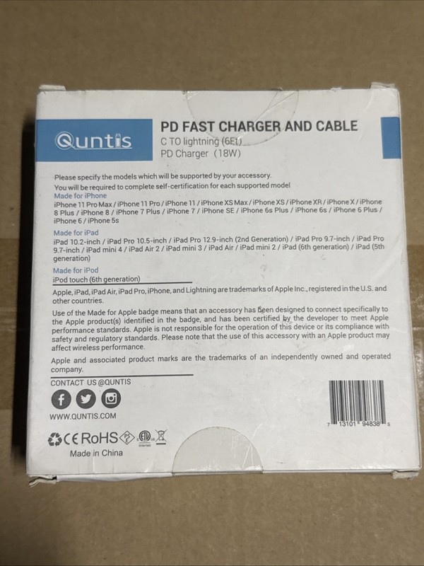 Quntis PD Charger And Cable For iPhone iPad gallery