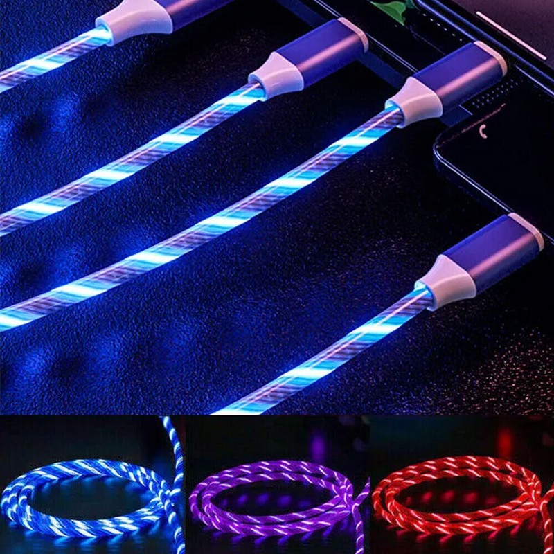 Light Up Fast Charging Flowing Led Charger Cable For iphone 11 12 13 14 Plus gallery