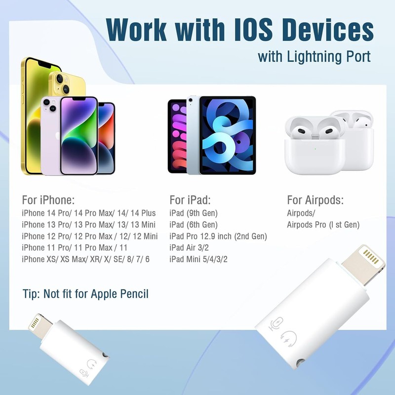 5.8 USB Type C Female to iOS Male Adapter For iPhone 14/13/12/11/XR/XS/SE 3 Lot gallery