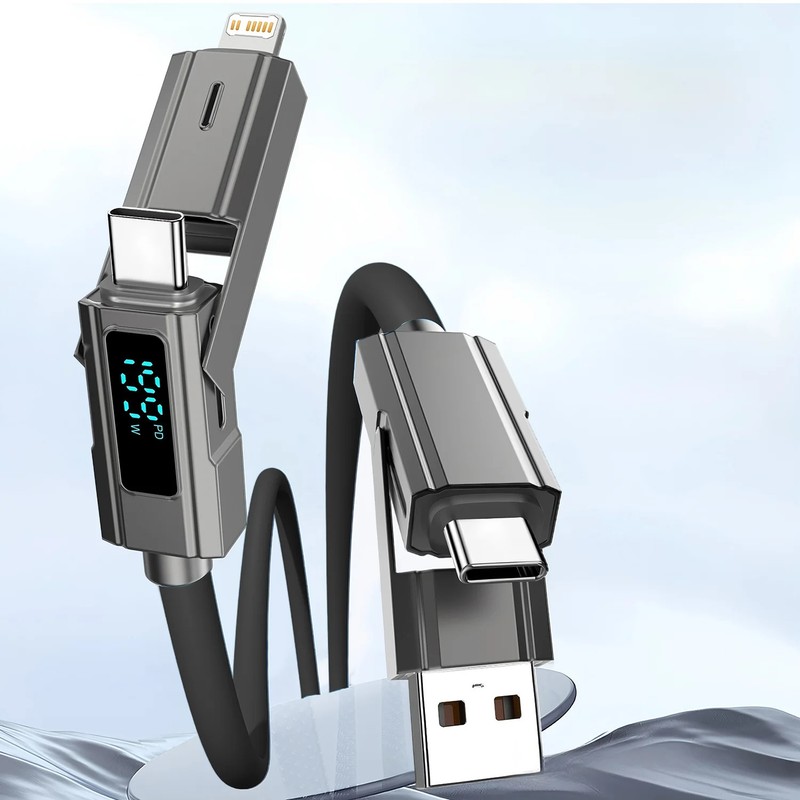 Digital Display 4 In 1 PD USB Type C Data Cable Fast Charging For iPhone 15 Sams gallery