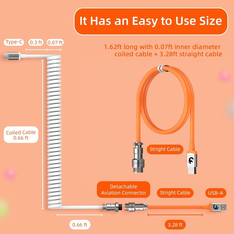 2.0M USBType C Dual Sleeve Stable Connection Gaming Keyboard Cable Detach gallery