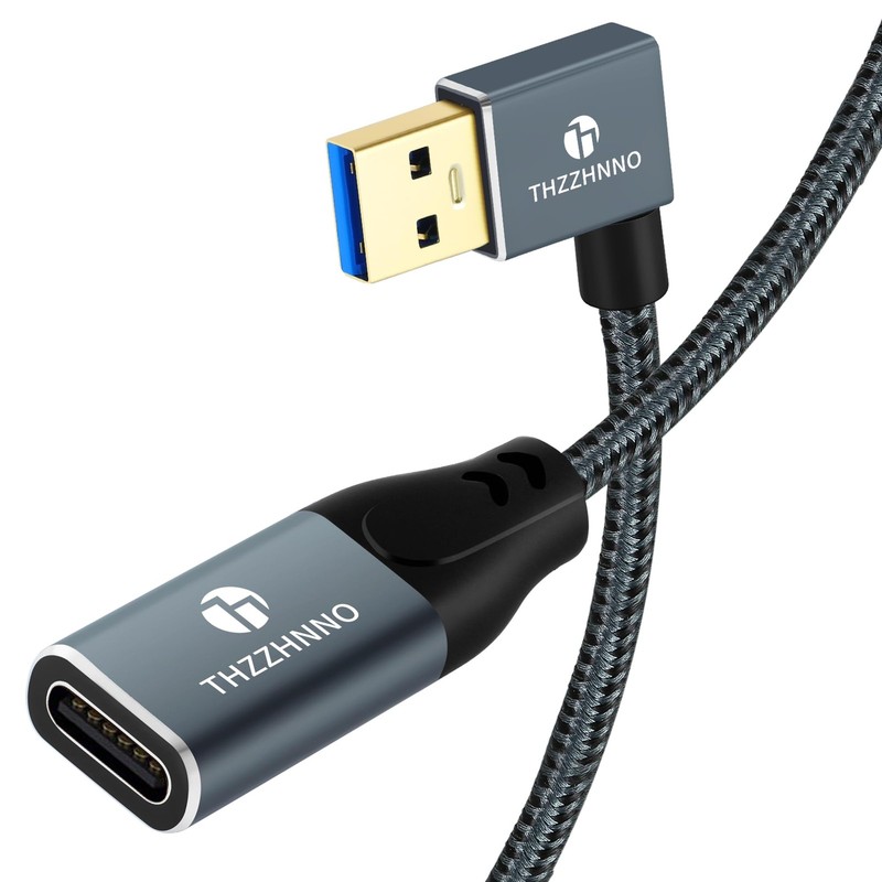 Left Angle USB To USB C Extension Cable 1.6FT 10Gbps 90 Degree HighSpeed