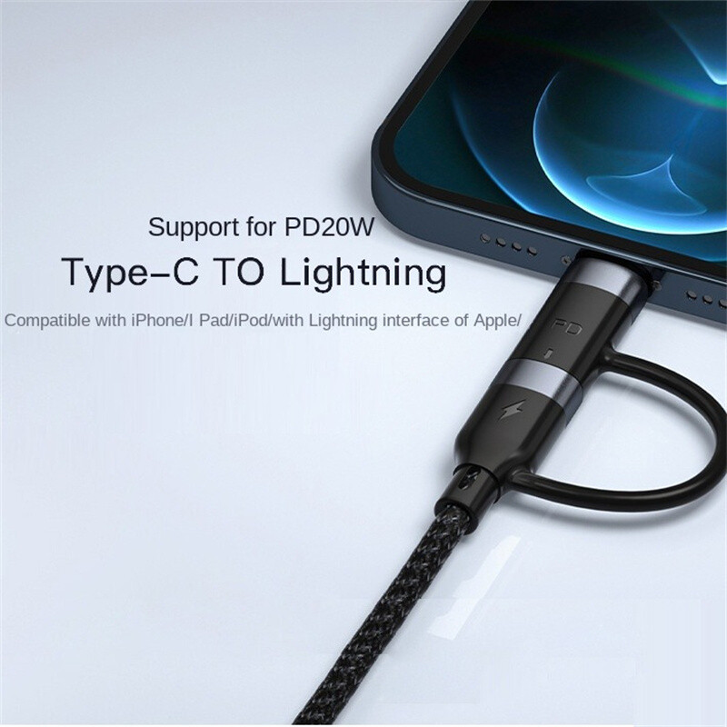 1-2 PCS USB Type C PD 60W/20W 2 in-1 Cable Data Fast Charger For Samsung iPhone gallery