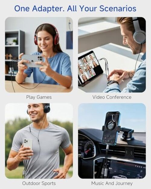 USB C to 3.5mm Headphone and Charger Adapter, 2-in-1 Type 2 Port-Separate Grey gallery