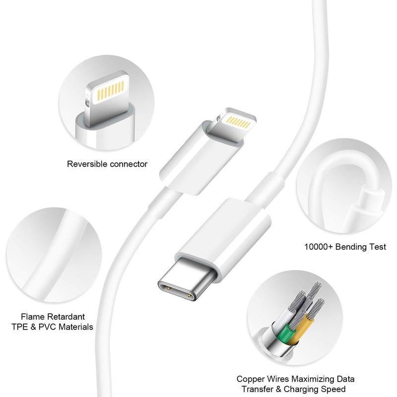 6FT iPhone Charger Cord 20W PD Fast Charging Cable and Wall Adapter Bundle gallery