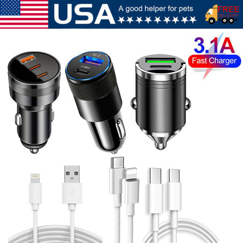 Super Fast Charge USB PD Type-C Car Charger Adapter For iPhone15 14 13ProMax Lot