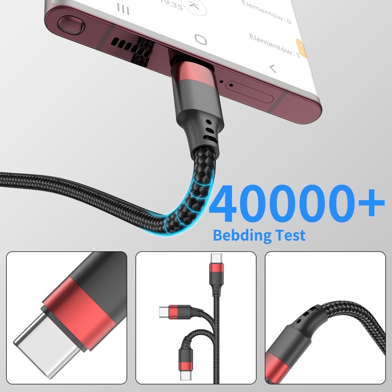 1ft USB C to USB C Cable, 3 Pack 60W Short USBC to USBC Cord, Braided 12 inch gallery