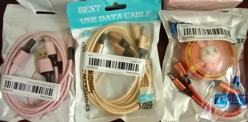 3 In 1 Charging Cable 5 pieces Gift Set 2 Rabbit, 1 Hello Kitty, 1 Gold, 1 Pink gallery