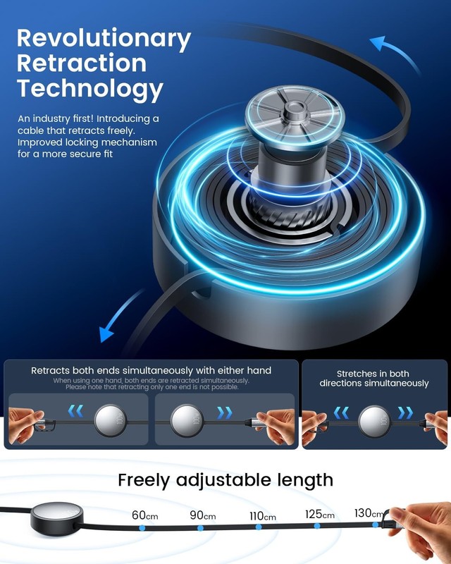 CAFELE Retractable Charging Cable, 100W USB C Fast Charger Cable 3 in 1 with [30 gallery