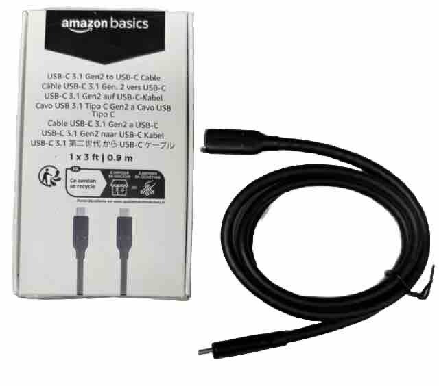 USB-C to USB-C 3.1 Gen 2 Fast Charging Cable, 60W, 10Gbps High-Speed 3 Foot
