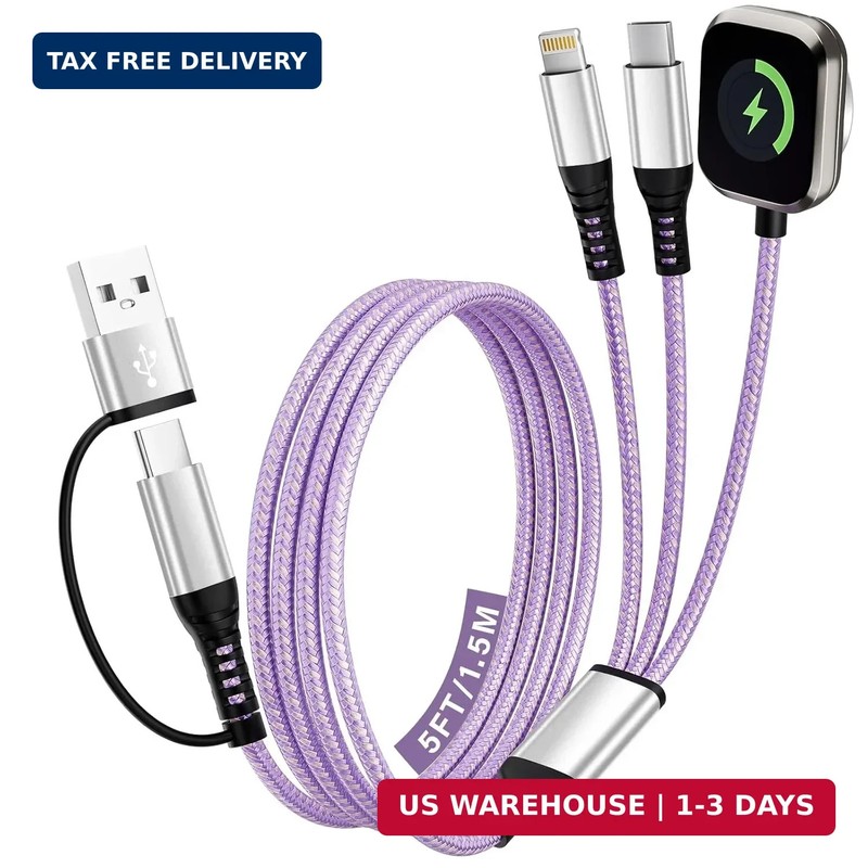 Travel Essentials, 3 in 2 USB A/C Cable to iPhone 17 Charger/iWatch Charger/IP,