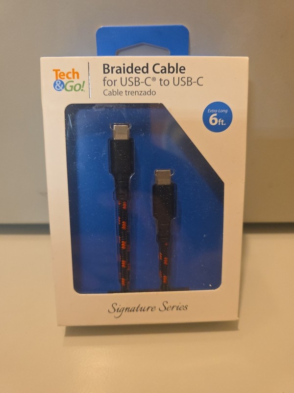Tech & Go 6ft USB-C To USB-C Braided Charging Cable Brand New Sealed Black Red