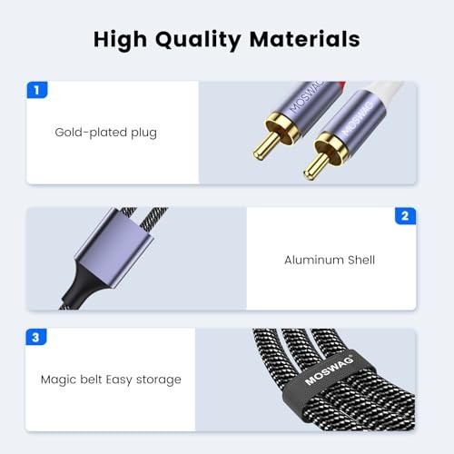 USB C to 2 RCA Audio Cable 3.3FT - Type C Male Y Splitter for Home Theater, TV, gallery