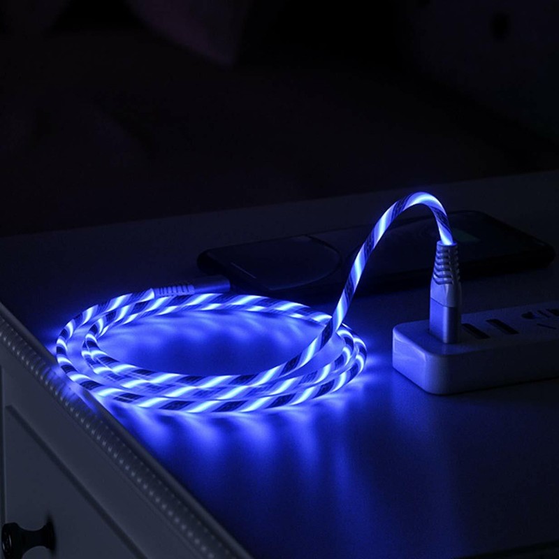1M LED Flowing Light Up USB Charging Cable For iPhone 14 13 12 Pro Samsung S22 gallery
