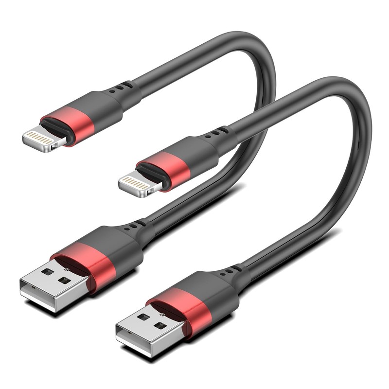 2 Pack 6 Inch iPhone Charger Cable MFi Certified Short Lightning Cord From USA