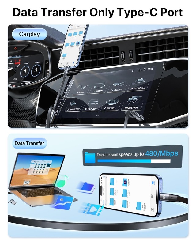 100W Retractable USB-C to USB-C 5A Fast Charging 3-in-1 Cable, Features Magne... gallery