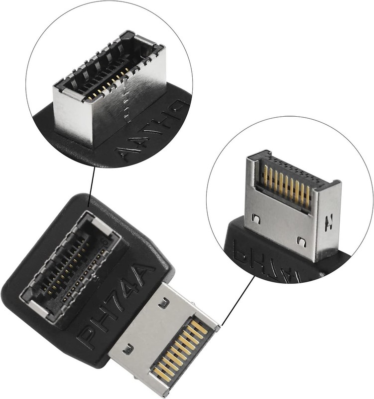 90-Degree Right Angle USB 3.1 Type-E Motherboard Header Adapter with Shell gallery