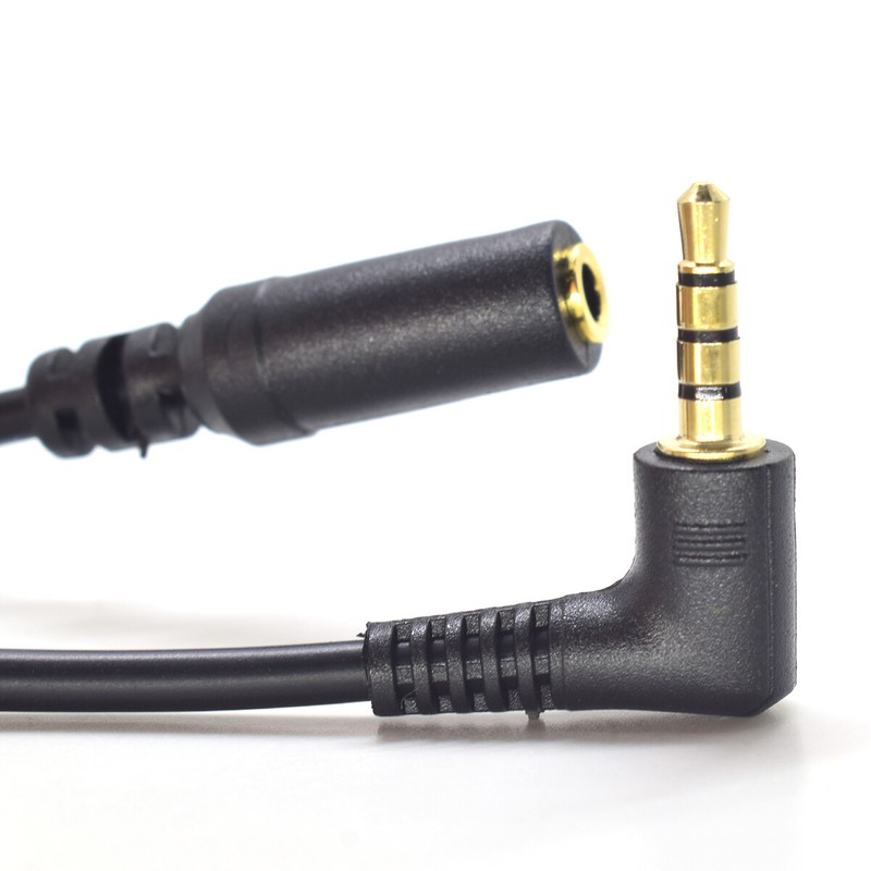50pc 25cm Right Angle Gold 3.5mm 4 Pole Male To Female M/F Audio Extension Cable gallery
