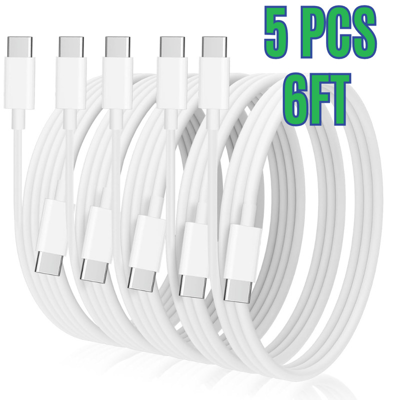 5X 6FT 60W Type USB-C to USB-C PD Fast Charger Cable Data Cord For iPhone 15 16