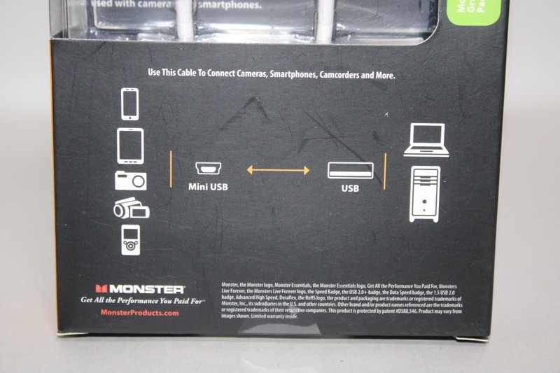 🔌 Monster Essentials USB to Mini USB Cable – 0.5FT / 0.15M – WHITE – NEW IN BOX gallery