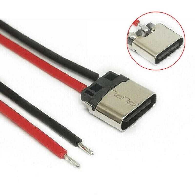 20Pcs Type-C 2-Pin Welding Wire Female Connector Cable Female Socket 5V 3A b gallery