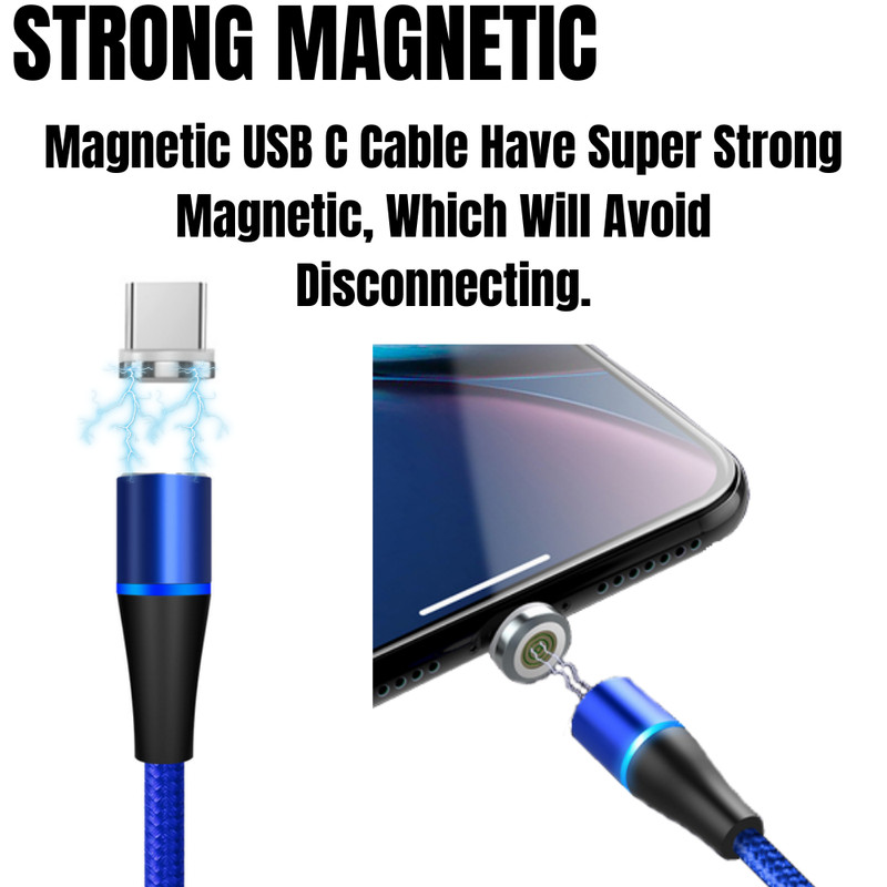 3 Pack 6 Ft 360° Magnetic 3A Fast USB Type C Charger Charging Cable For Samsung gallery