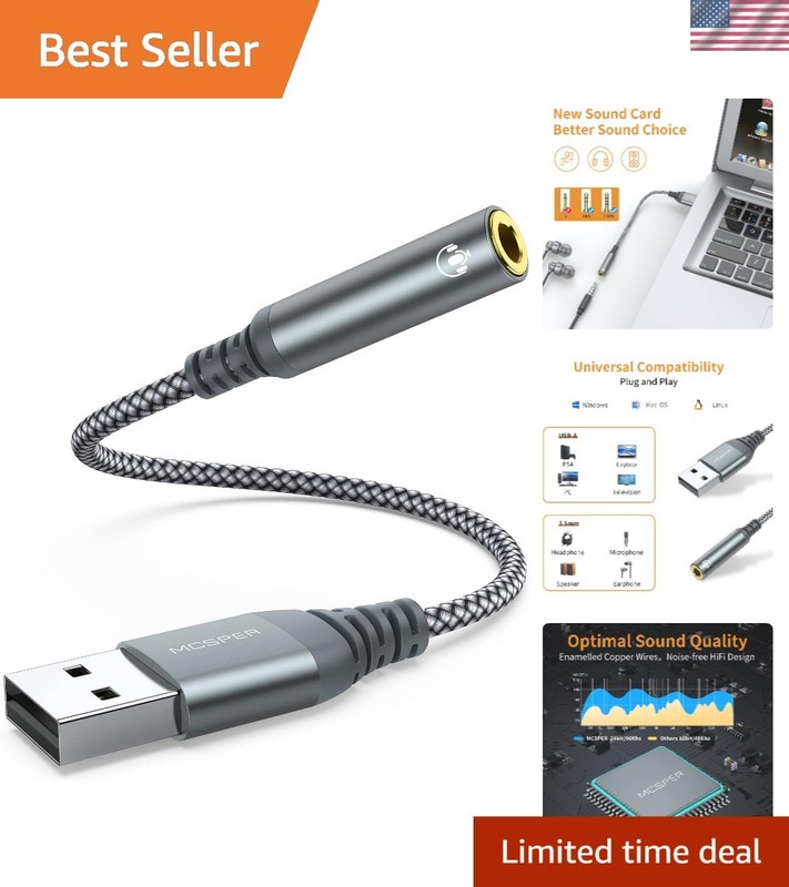 USB-A to 3.5mm Stereo Audio Converter - Multi-Device Compatibility & Durability