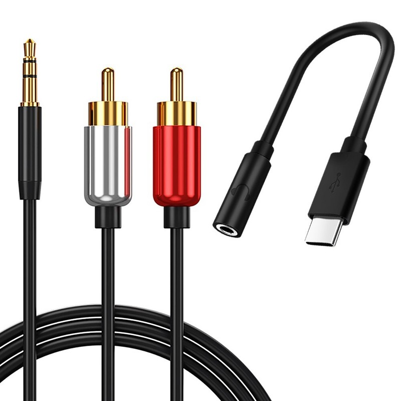 High Stability Type C to 3.5mm Jack Audio Adapter + RCA Cable for HTC U Paly USA