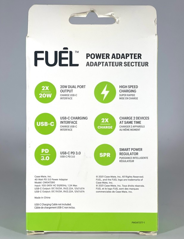 Case-Mate FUEL 40W Dual USB-C Wall Charger Power Adapter Fast Charge - White gallery