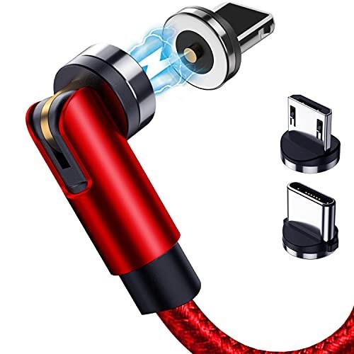 Magnetic Charging Cable 5-Pack (3/3/6/6/10FT) - 540° Rotating, LED Light, 90° An gallery
