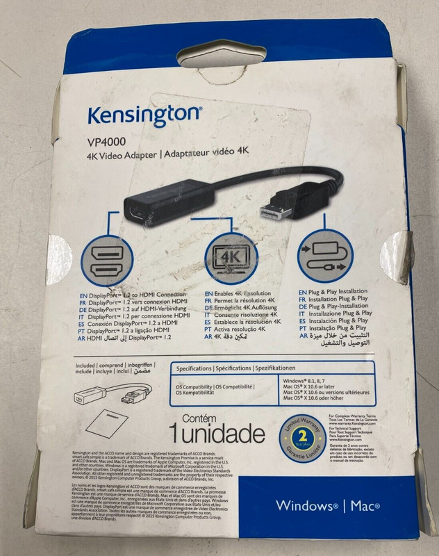 Kensington VP4000 4K DP To HDMI Video Adapter K33984WW gallery