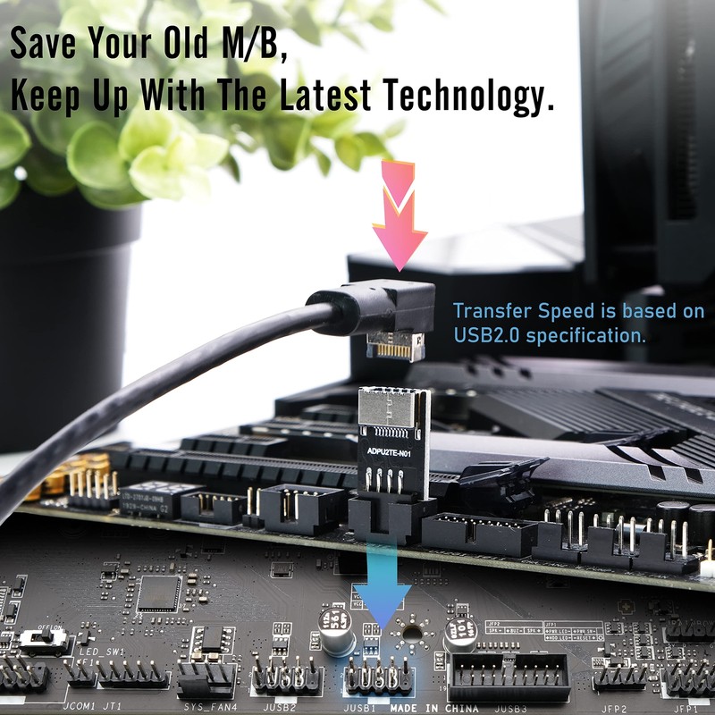 USB 2.0 Internal Header to USB 3.1 Type-C 20-Pin Front Panel Adapter gallery