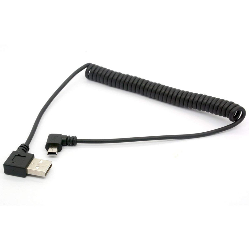 Coiled Mini USB Cable, 90 Degree Spring USB 2.0 to Mini USB Cable Cord, Right An gallery
