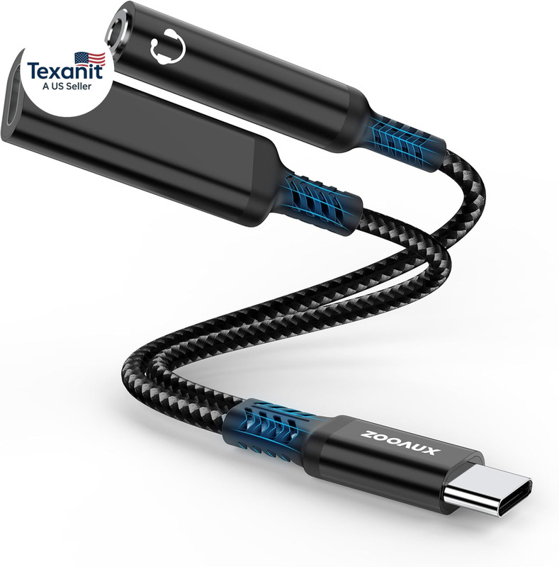 USB C to 3.5Mm Headphone and Charger Adapter, 2-In-1 USB Type C to Aux Audio Jac