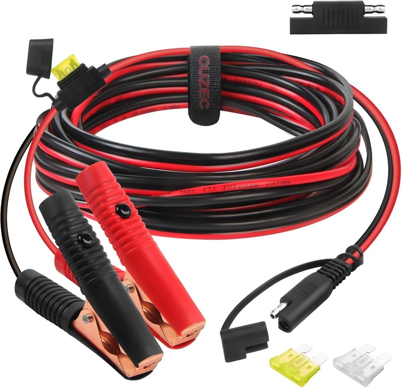 Battery Cable 10FT Alligator Clip to SAE Connector 20A 12V-24V gallery