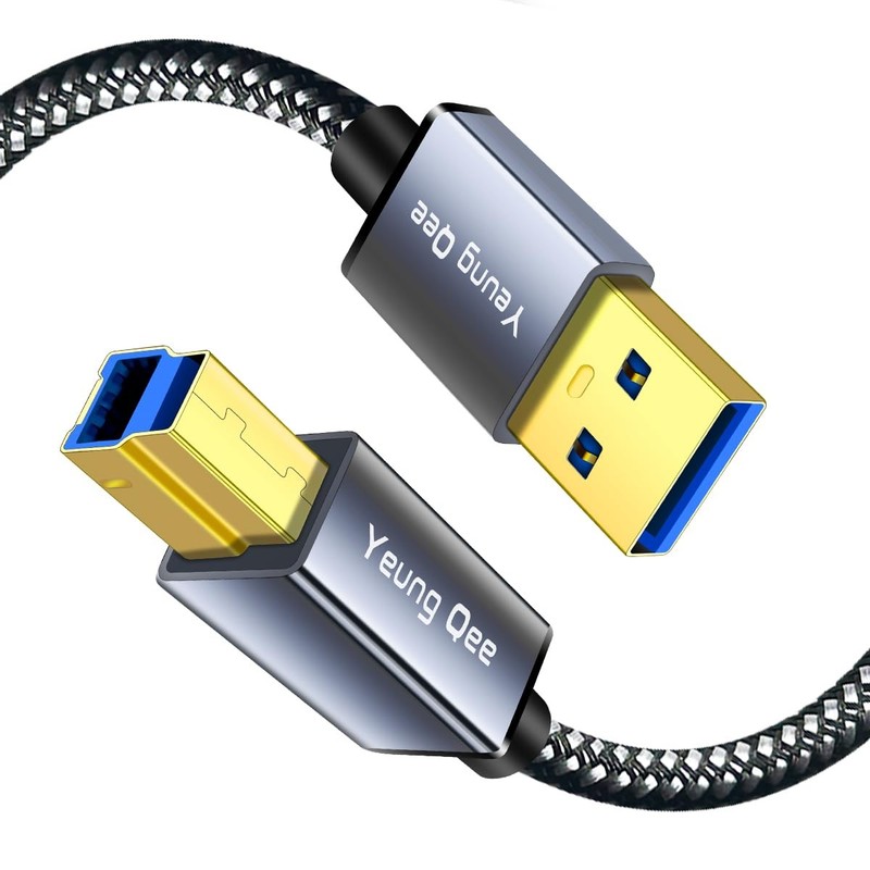 USB 3.0 A To USB B Cable 1.5 FT Nylon Braided Type A Male To B Printer Scanner