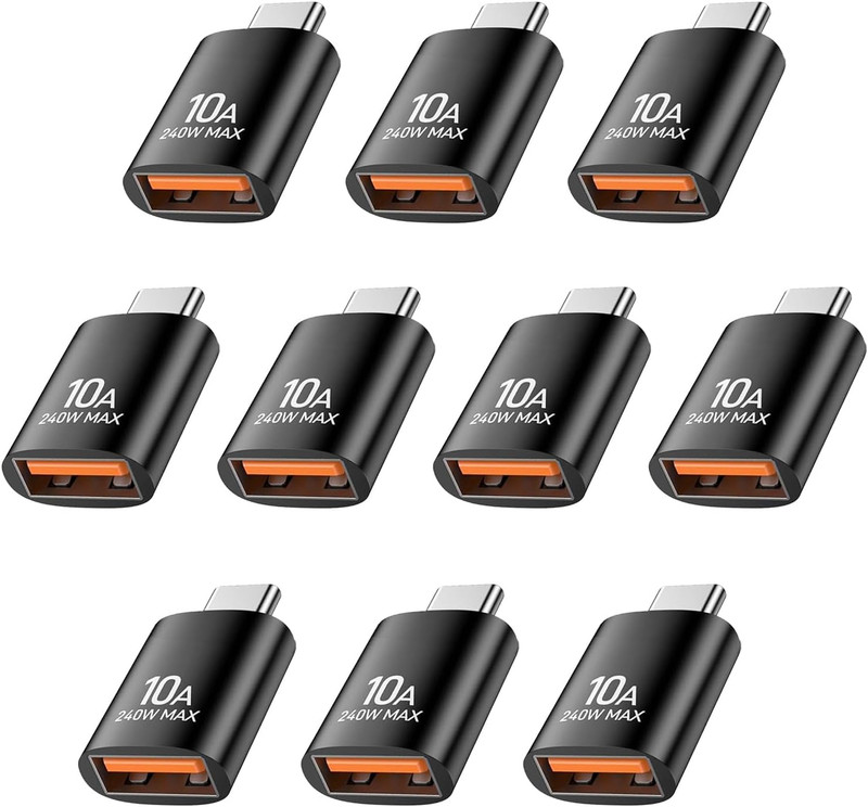 10 Pack USB C to USB Adapter,10Gbps USB a Female to USB C Male Adapter | 120W Fa gallery