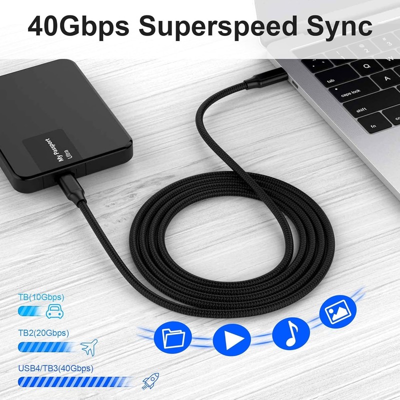 6.6ft USB C to C Cable 8K/6K/5K 40Gbps 240W Fast Charging Compatible with Mac... gallery
