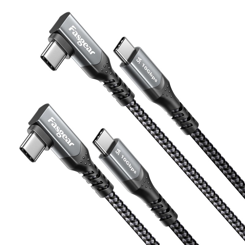 2 Pack 6 Ft 100W USB C to Type C 90Degree Cable 10Gbps Data Power Delivery