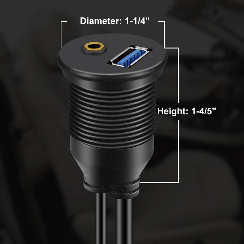 USB 3.0 & 3.5mm Car Mount Flush Cable, 3ft | For Devices with USB Ports gallery