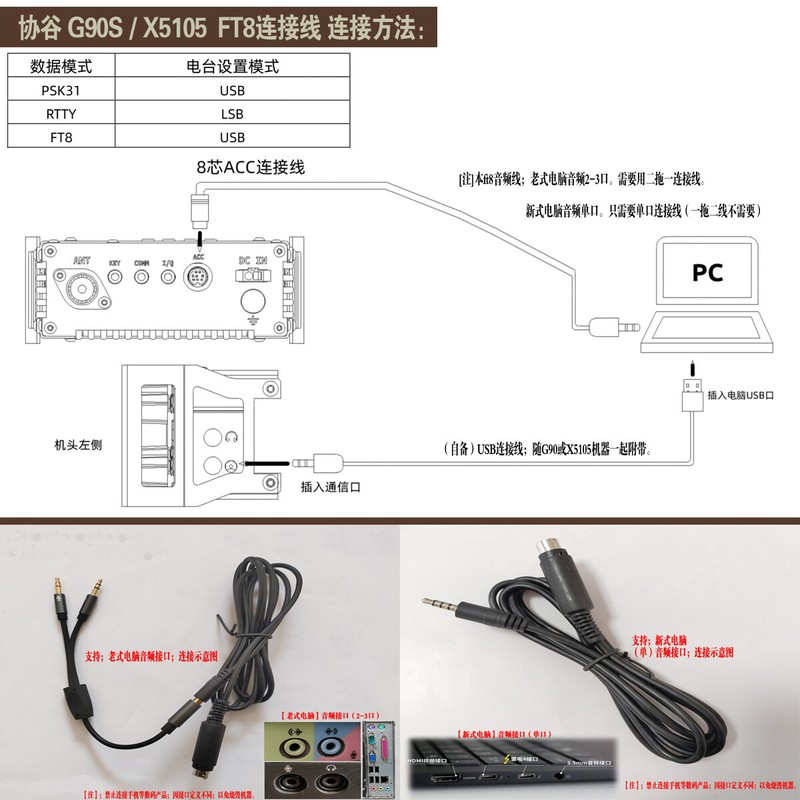 FT8 cable USB data cable For XIEGU G90S X5105 FT8 gallery
