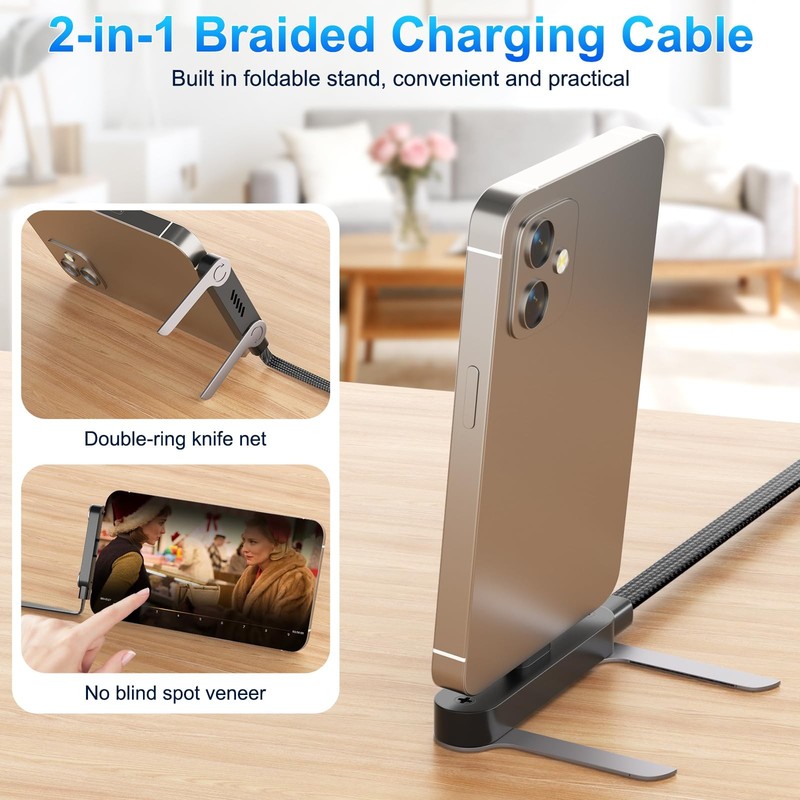 240W Braided Fast Charge Cable, 2026 New Invisible Holder Charger Cable with ... gallery