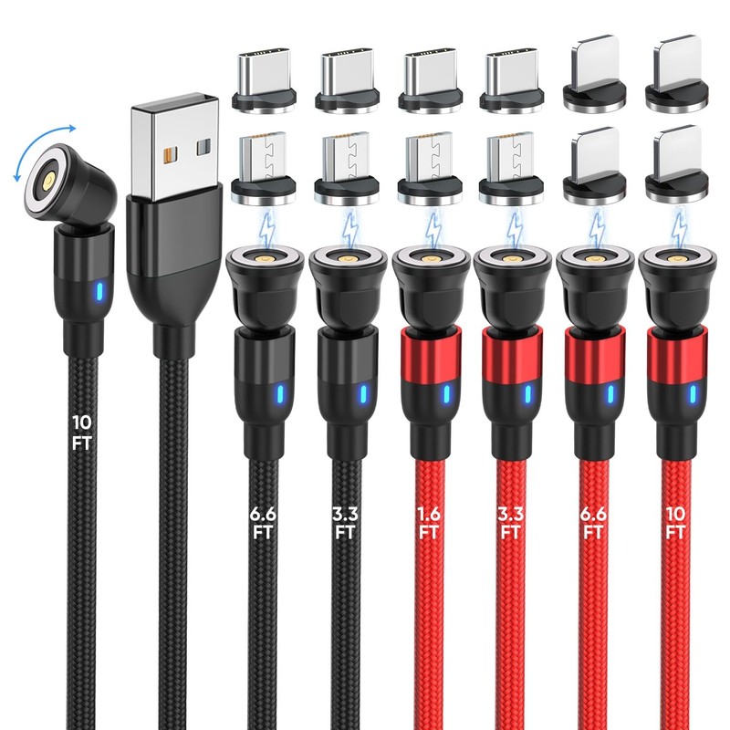 540 Rotating Magnetic Charging Cable [7-Pack, 1.6ft/3ft/3ft/6ft/6ft/10ft/10ft…