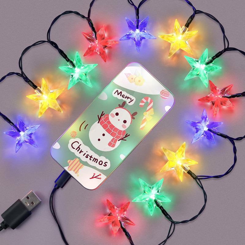1 Pack USB Type C Christmas Light Phone Charger Cable, Multicolor 12 LED 50 Inch gallery